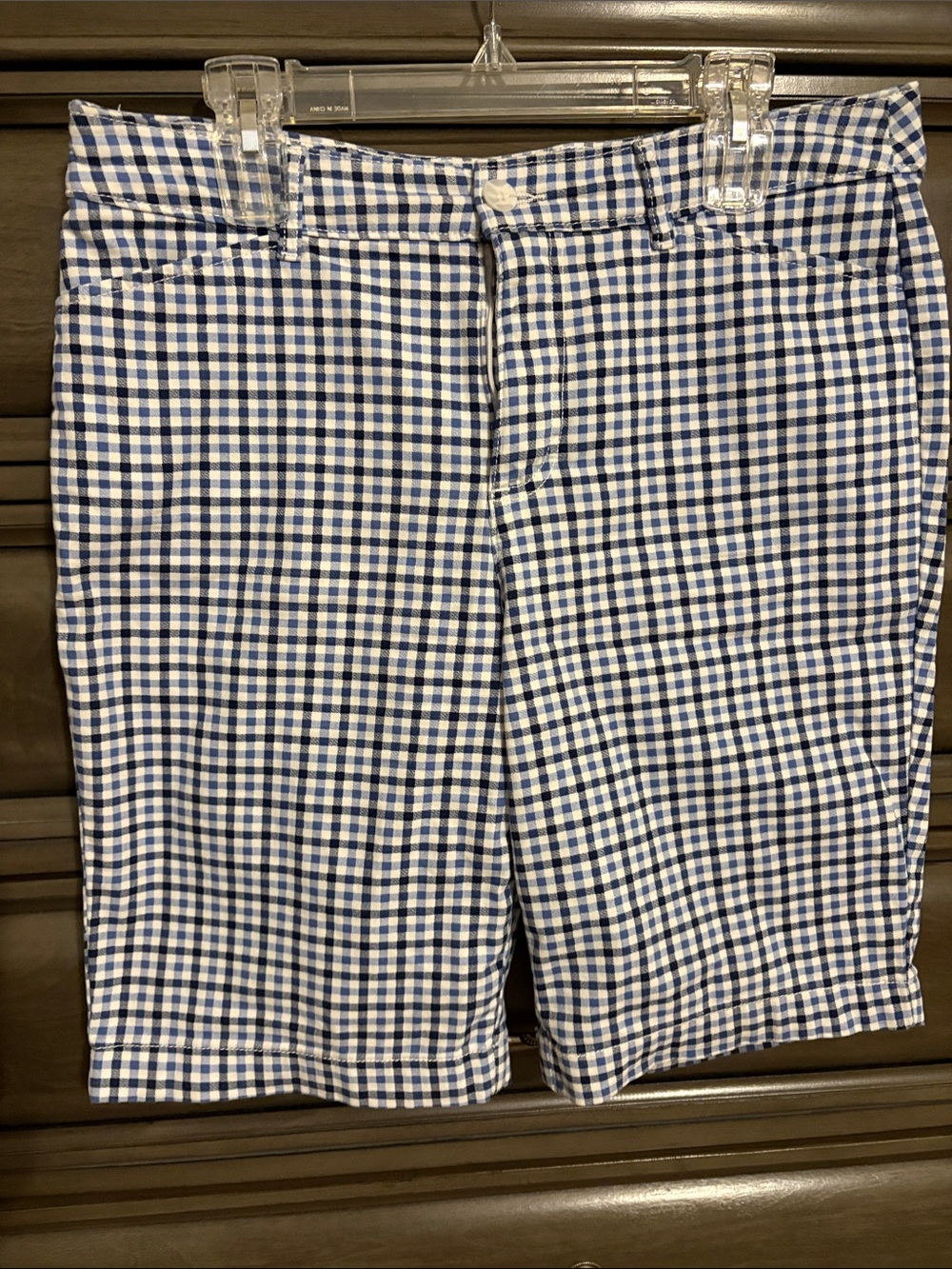 St. John's Bay Blue and White Gingham Bermuda Shorts